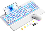 Teclado y mouse inalámbricos, máquina de escribir retroiluminada co...