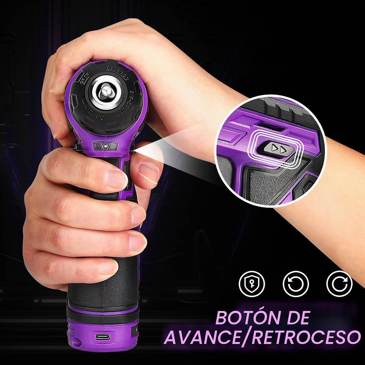 Taladro inalámbrico: DEKOPRO Juego de taladro eléctrico de 12 V, taladros eléctricos de 800 rpm, taladros pequeños con portabrocas sin llave de 3/8 pulgadas y juego de herramientas portátil, caja de