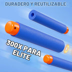 300 dardos para lanzadores Nerf Elite, compatibles con disruptor, Strongarm, etc. Elite, con un objetivo para Nerf Blasters, azul, 0.4 pulgadas