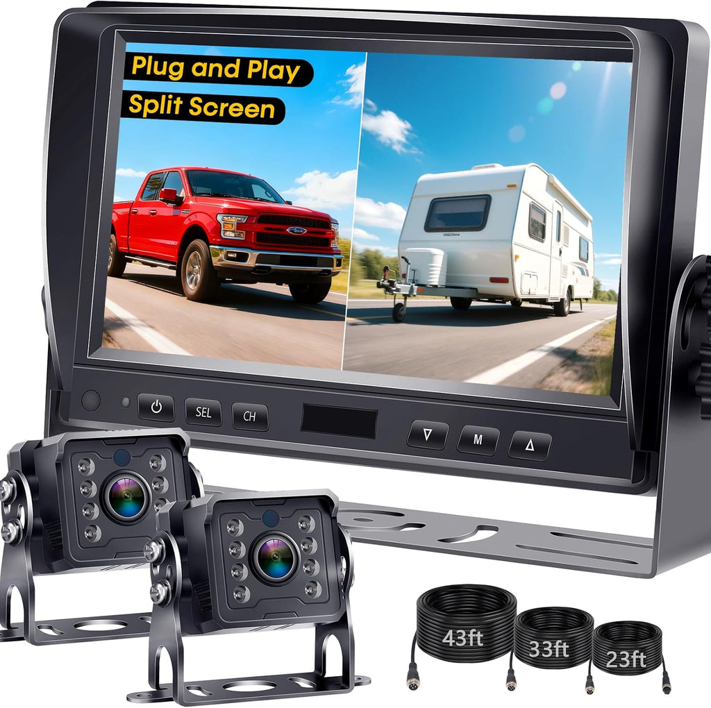 Sistema de cámara de respaldo dual de RV: Monitor de 7 "con pantalla
