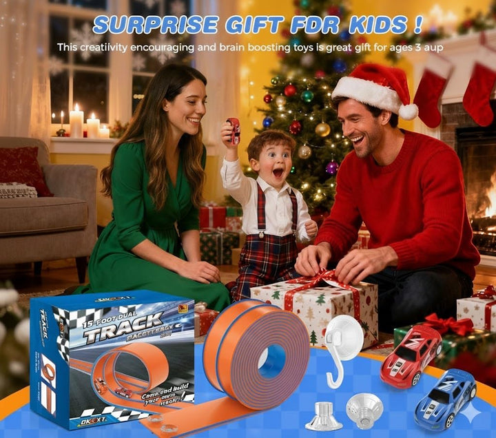 DKOXT Pista de carreras flexible de 15 pies para niños, juego de pi...