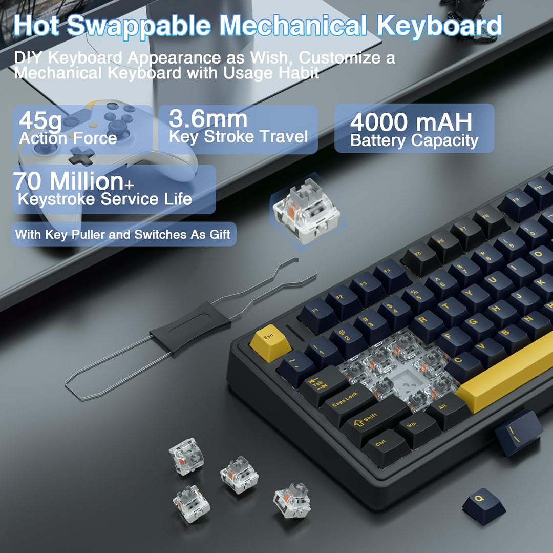 AULA F75 75% Teclado mecánico inalámbrico, teclado intercambiable e...
