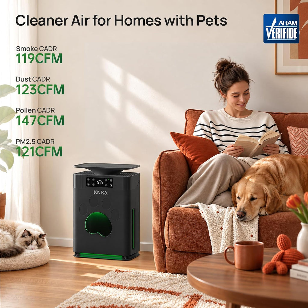 KNKA Purificador de aire para mascotas para el hogar, mascotas