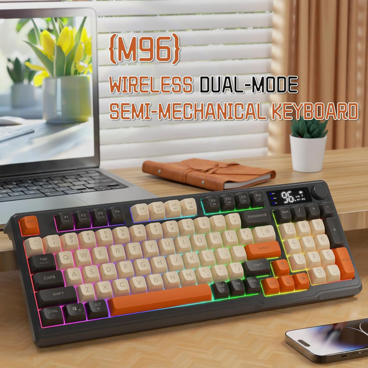 LexonElec Teclado Inalámbrico para Juegos M96, Control de Perilla B...