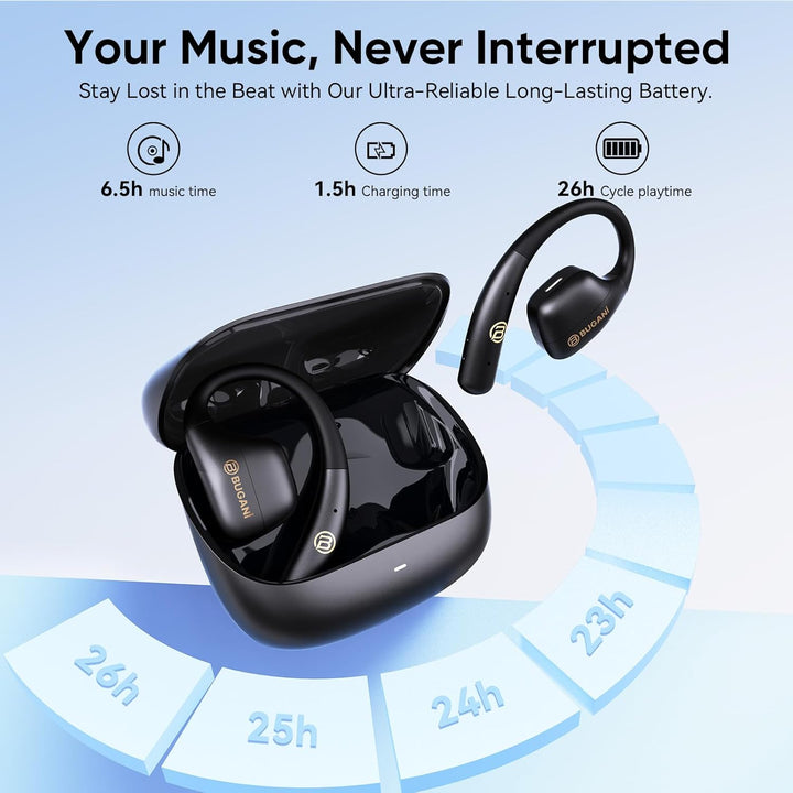 BUGANI Auriculares Bluetooth inalámbricos de oreja abierta, ganchos...