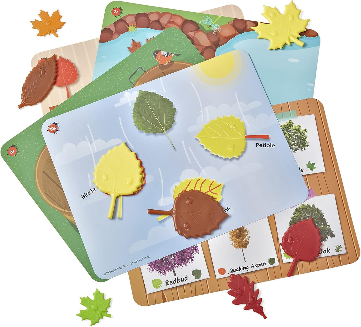 hand2mind Juego de actividad matemática de hojas sensoriales, juego de patrones, rompecabezas de formas, tarjetas de bloques de patrones, contadores matemáticos, juguete de clasificación, formas para