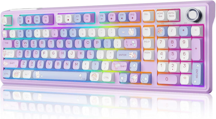 ROYALAXE F98 Teclado cremoso con teclado numérico, teclado mecánico...