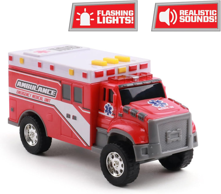 Mighty Fleet Toughest Minis - Juguete de ambulancia de