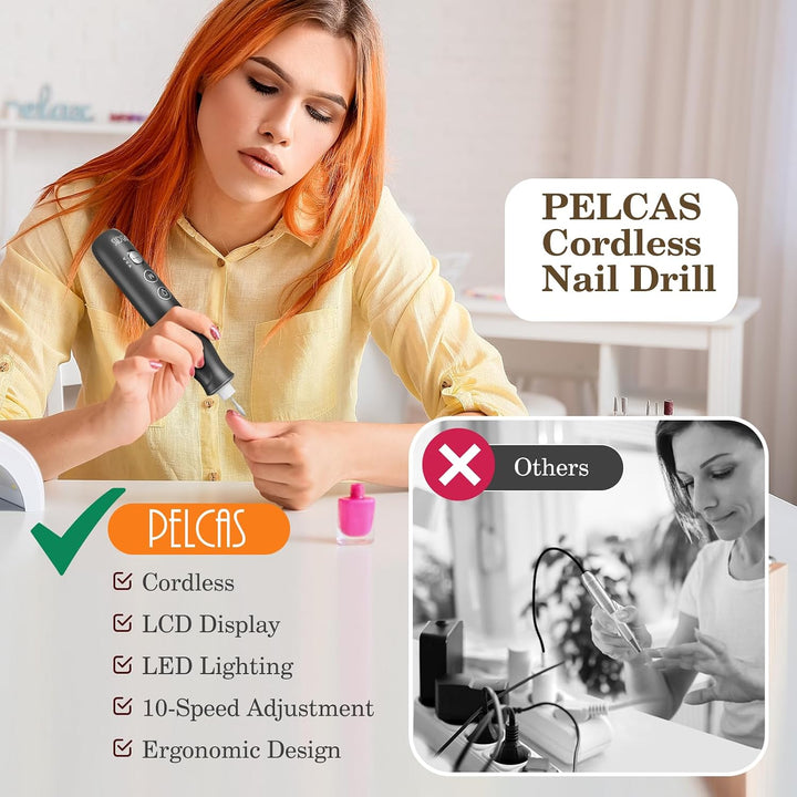 PELCAS Limadora de Uñas Eléctrica, taladro de uñas inalámbrico de 1...