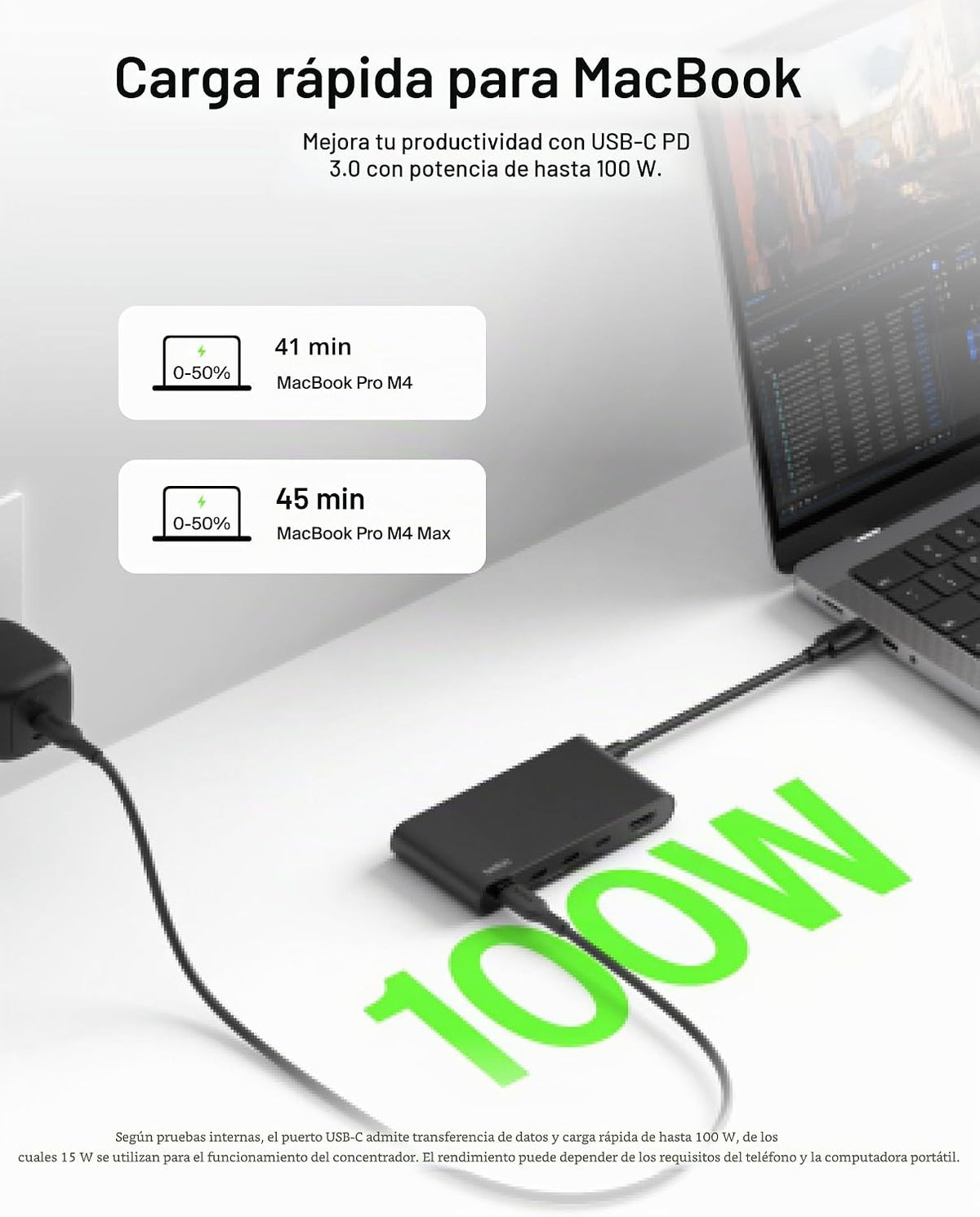 Belkin USB C Hub, Hub de 5 puertos con pantalla HDMI 4K a 60Hz, entrega de alimentación de 100W, transferencia rápida de datos 10Gbps, adaptador multipuerto USB C - Compatible con MacBook, iPad Pro