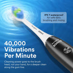 AURAGLOW - Cepillo de dientes eléctrico para adultos, cepillo de dientes sónico fuerte, 40,000 VPM, recargable, 5 modos, elimina 10 veces más placa, IPX7, batería de 30 días, 2 cabezales de cepillo y