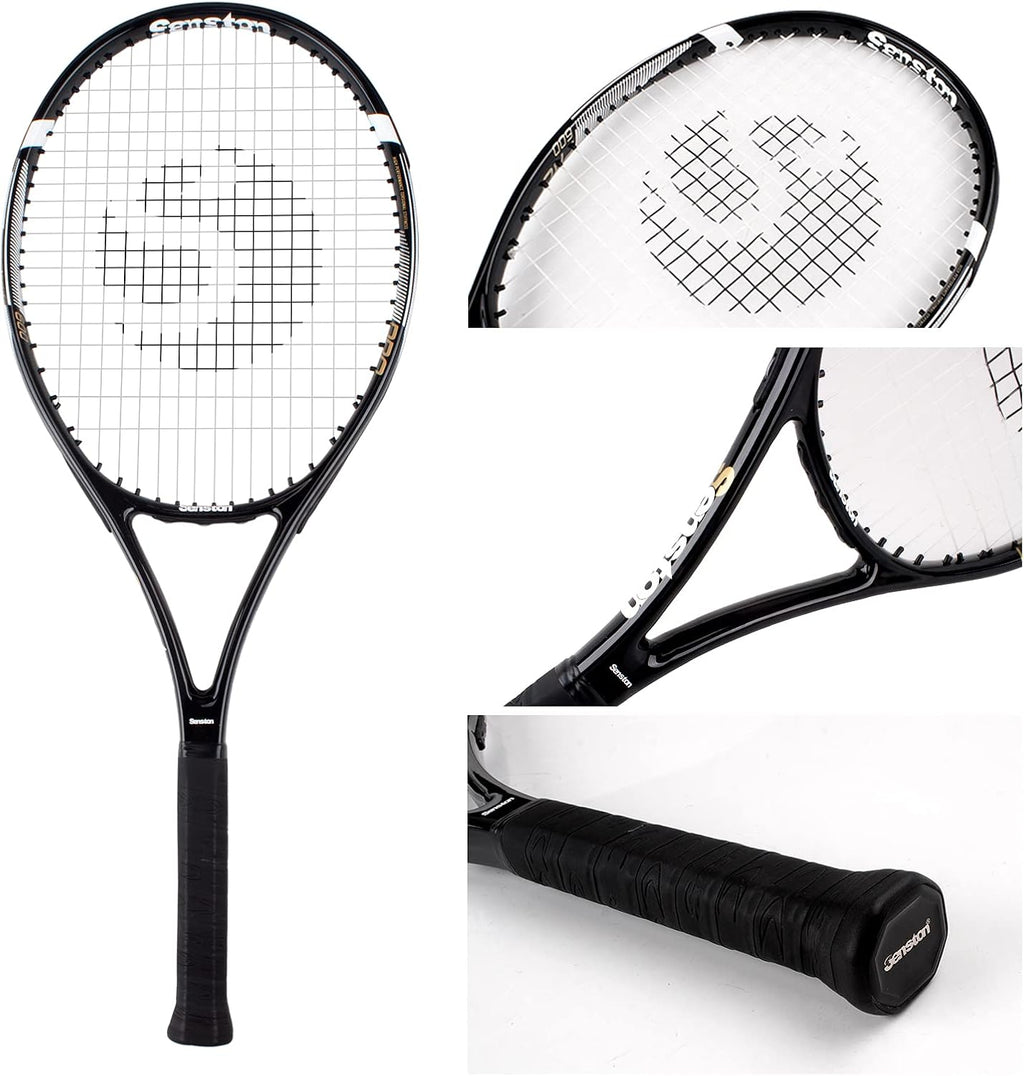 Raquetas de tenis Senston para adultos de 27 pulgadas - Juego de raquetas de tenis para 2 jugadores con 3 pelotas, 2 empuñaduras, 2 amortiguadores de vibración