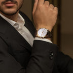 ROCOSJEWE R0101 Reloj Automático Mecánico para Hombre de Lujo Dorado Reloj Clásico Retro Correa de Cuero Marrón Impermeable Regalo para Hombre Moda Negocios