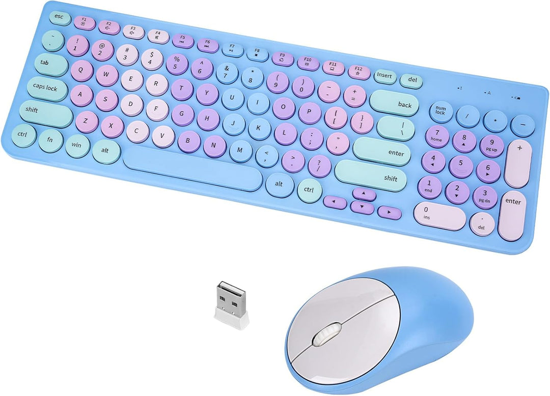 Combo de teclado y mouse inalámbricos, teclado retro de máquina de...
