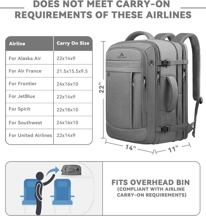 AREYTECO Mochila de viaje para laptop de 60 L para hombres, mochila...