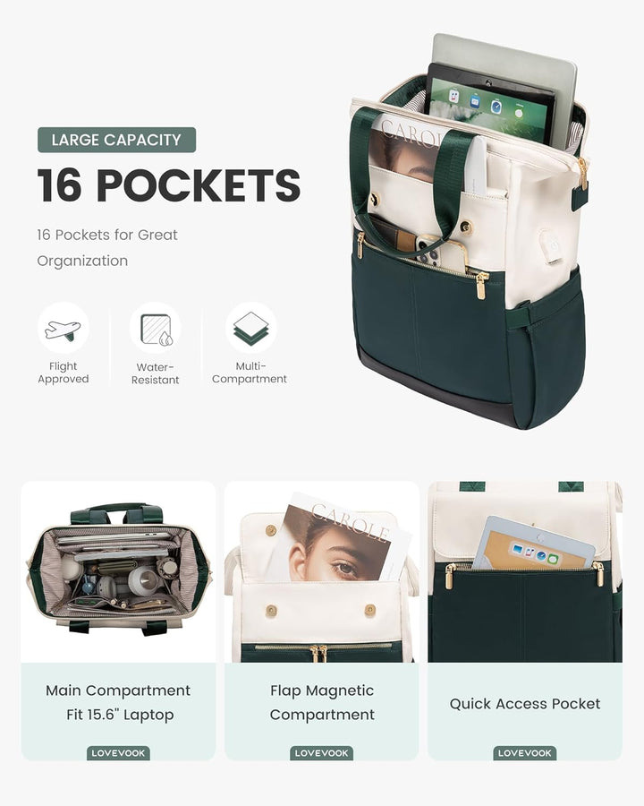 LOVEVOOK Mochila para laptop para mujer, mochila de trabajo convert...