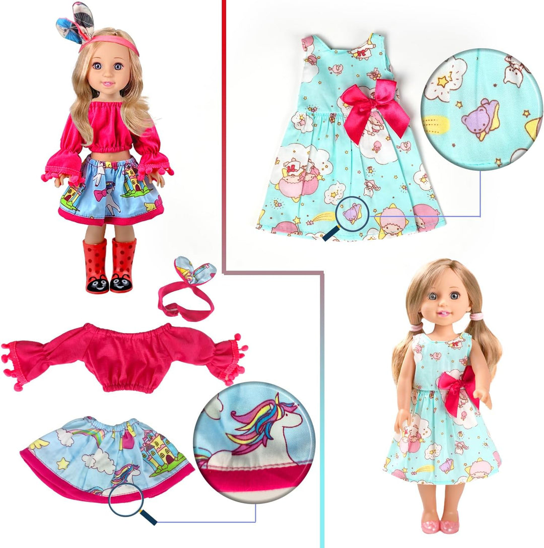 WONDOLL 10 juegos de ropa para muñecas americanas de 14 pulgadas, c...