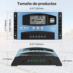 Controlador de carga de panel solar MPPT de 100 A, controlador de cargador de batería solar automático de 12 V/24 V con pantalla LCD, puerto USB dual y temporizador de ajuste de horas de encendido