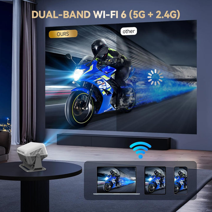 【Compatible con Netflix y Native 1080P】Mini proyector con WiFi y Bl...
