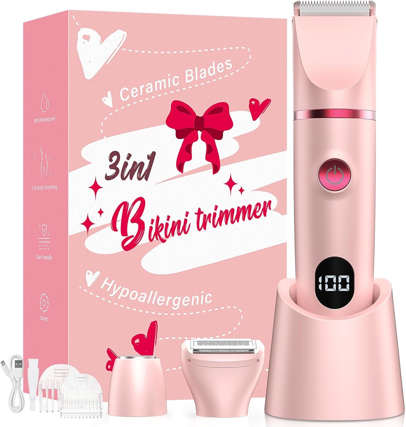 Crolanli Recortadora de bikini para mujer, maquinilla de afeitar el...