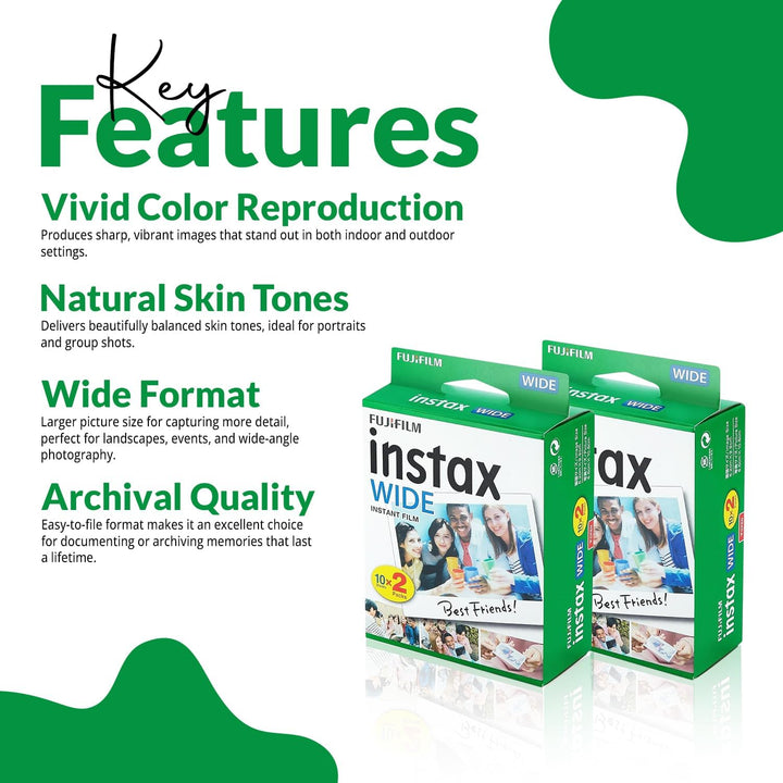 Fujifilm Instax Wide Instant Films para Fuji Instax Wide (40 exposi...