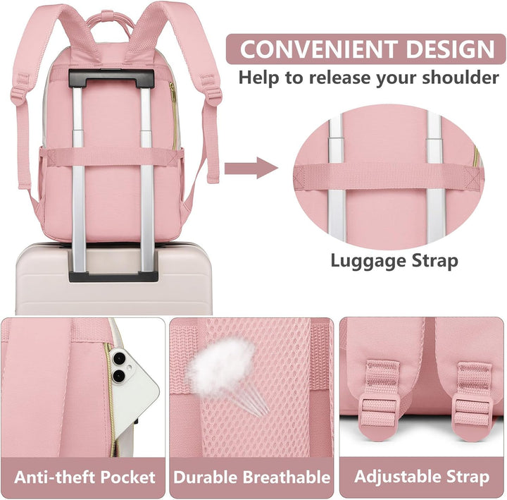 bagswan Mochila para laptop para mujer, 72-rosa beige, 15,6 pulg.,...