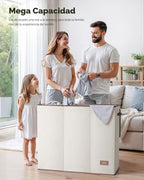 SOLEDI Cesta de Ropa Sucia de 180L de 3 Secciones, Cesta de Ropa Sucia Extra Grande con Tapa, Cesta de Ropa Sucia con Asa Resistente, Organizador de Cesta Grande para Cuarto de Lavado, Dormitorio