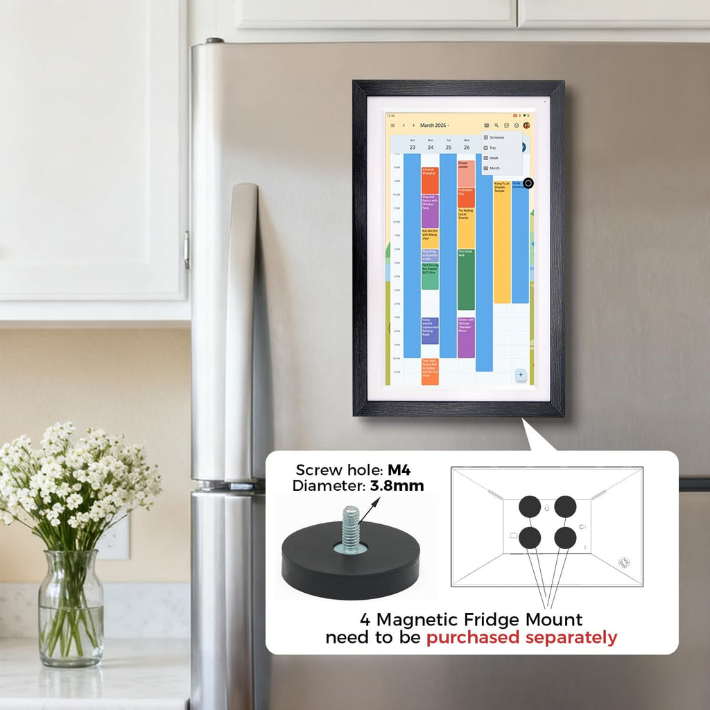 Pantalla inteligente de 15.6" con Google Calendar, Google Play, sin suscripción, nogal