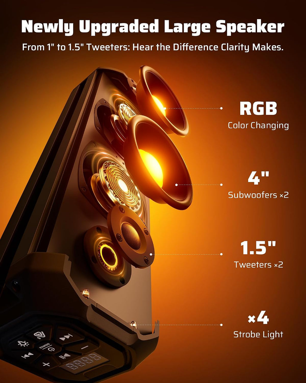 Ehaho - Barra de sonido UTV de 17 pulgadas, altavoz de carrito de golf Bluetooth con luces de fiesta RGB