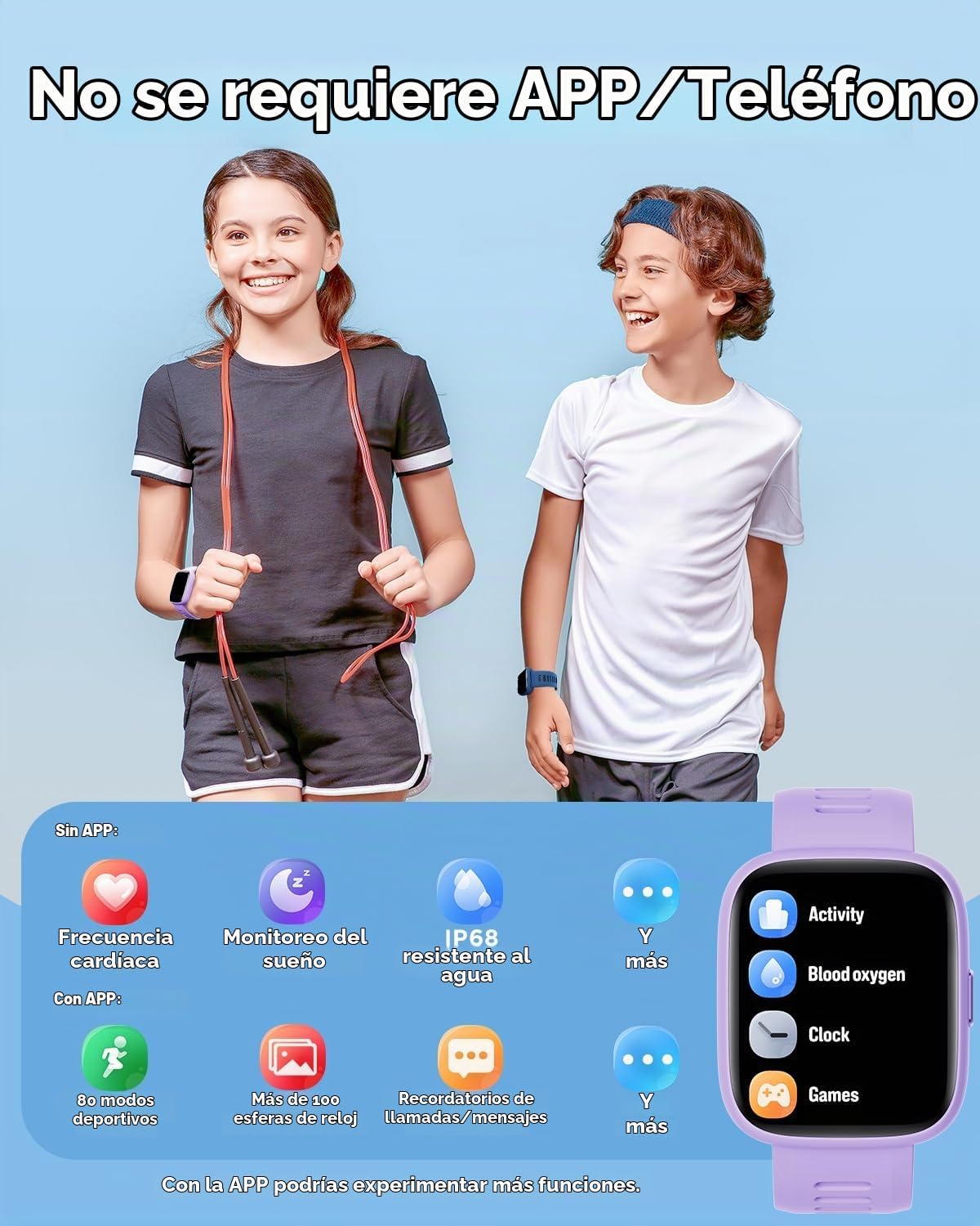 BIGGERFIVE Smart Watch para Kids, 1.8" Fitness Tracker Watch con Pedometer