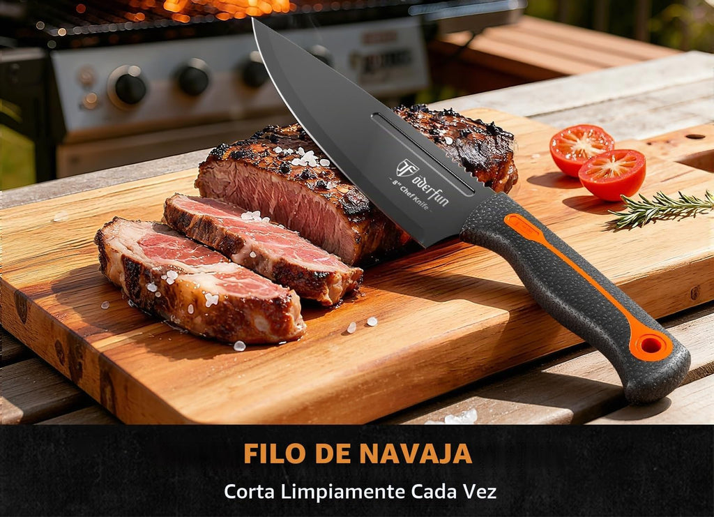 Juego de cuchillos de cocina de 15 piezas, aptos para lavavajillas, antideslizantes