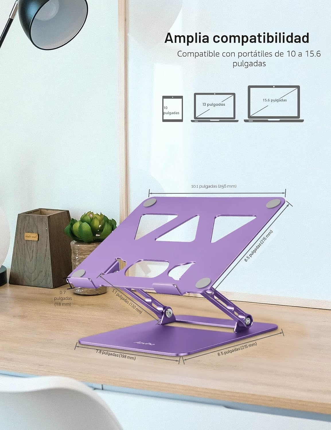Aoviho Soporte ajustable para laptop de escritorio, soporte portáti...