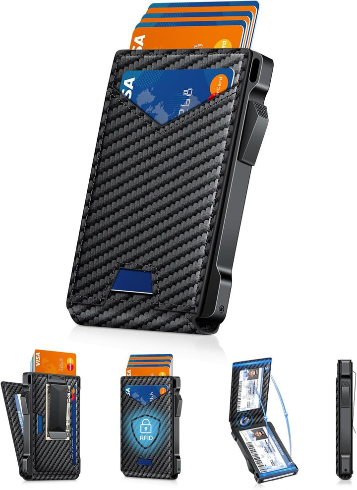 Cartera para hombres RFID con 2 ventanas de identificación y clip p...