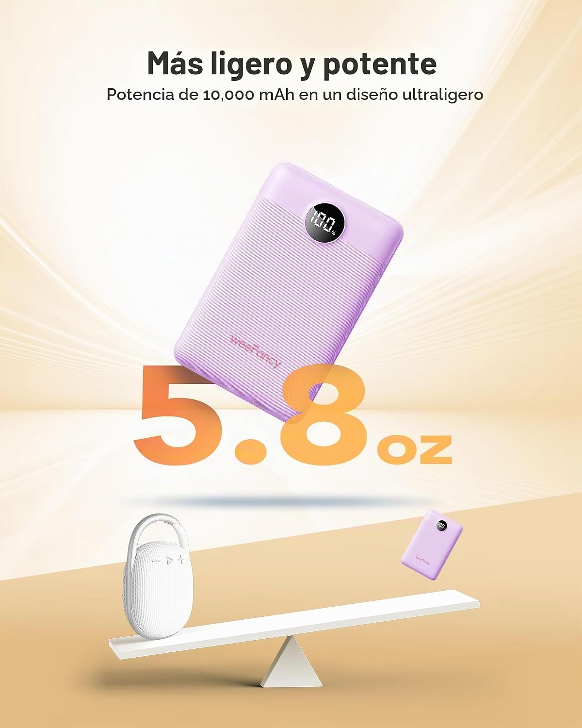 WeeFancy Cargador portátil pequeño de 10000 mAh, mini banco de ener...