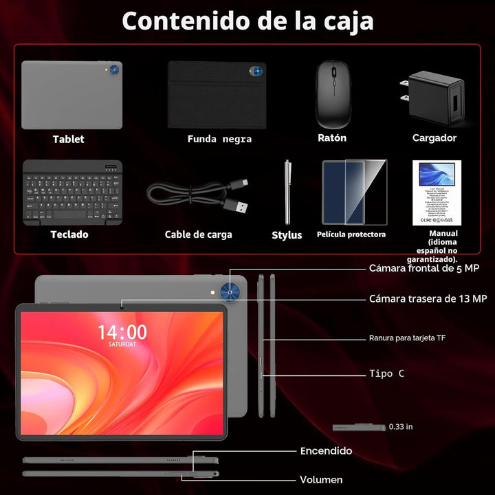 Tableta Android, tableta Android 16 de 10 pulgadas 2026 con teclado...