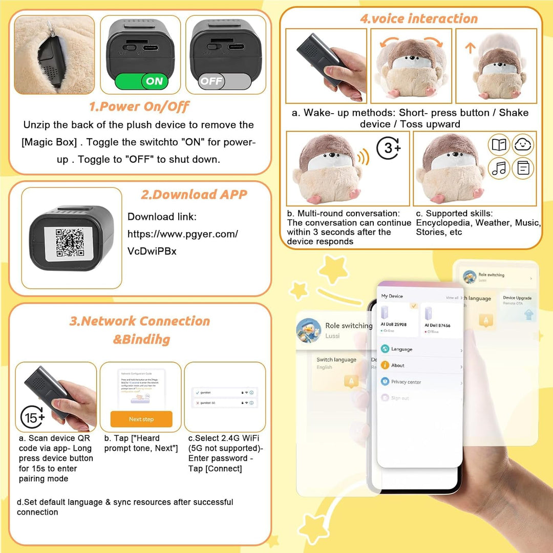 CYJBE Animal de peluche inteligente AI con interacción de