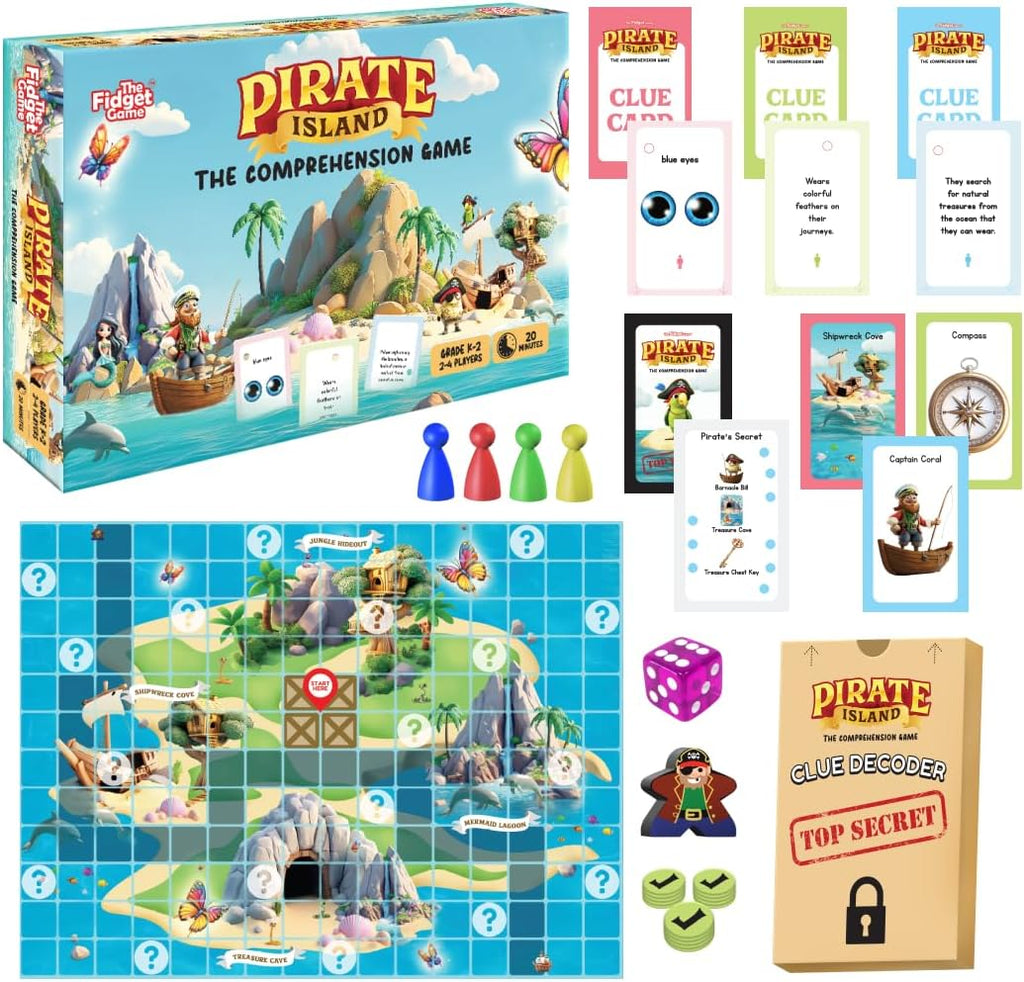 The Fidget Game Pirate Island, juego de mesa de comprensión de lectura para