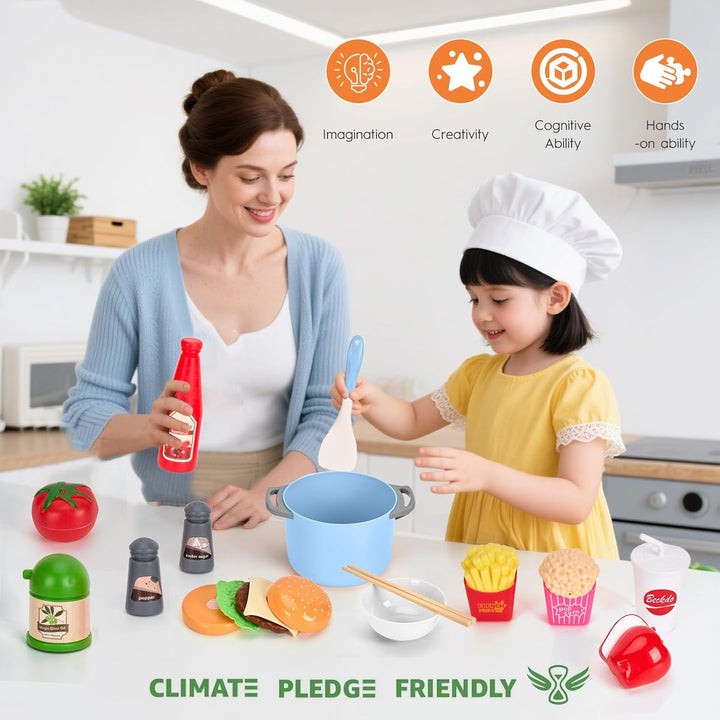 130 piezas de juego de cocina, ollas y sartenes de juego de simulac...