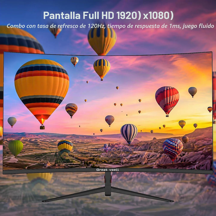 Great voell Monitor de computadora curvo de 27 pulgadas, pantalla F...