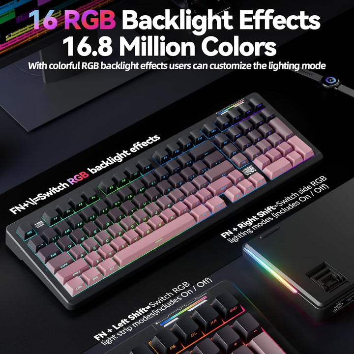 LINGBAO K98 - Teclado mecánico inalámbrico al 96%, triple modo BT5....