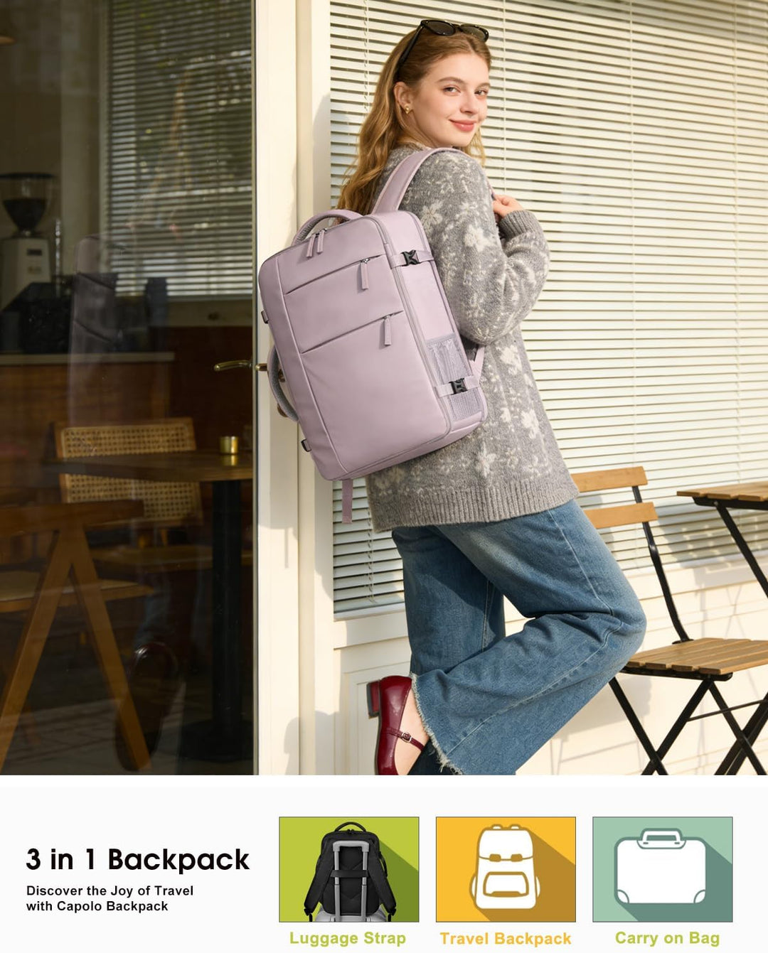 Mochila de viaje Capoolo para mujeres y hombres, mochila impermeabl...