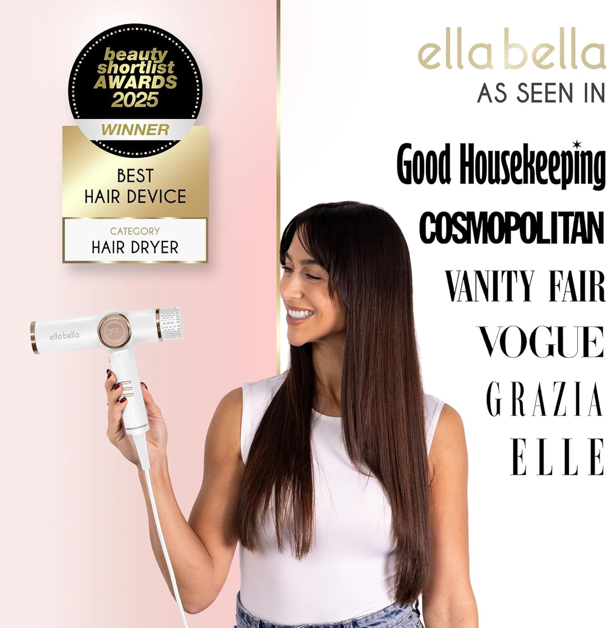 ELLA BELLA® Secador de pelo iónico profesional con difusor \u2022 S...