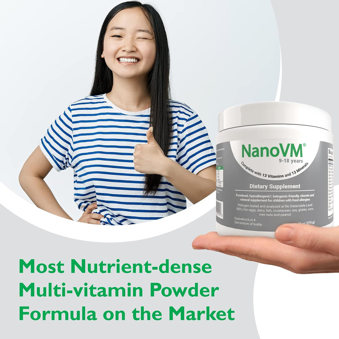 NanoVM 9-18 Años, Multivitamínico para Niños Libre de Alérgenos, Vi...