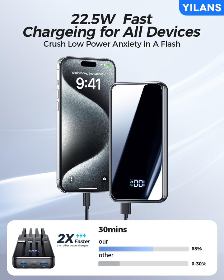 Cargador portátil, cargador de batería de 50000 mAh, cable integrad...