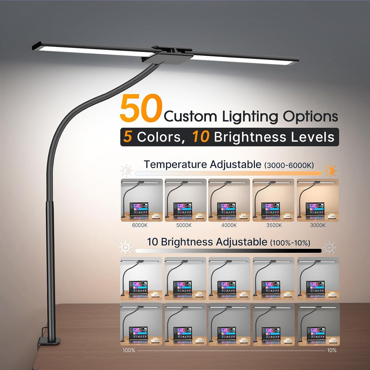 Lámpara Syrinx Lámpara de escritorio LED para oficina en casa, lámpara de