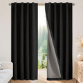 Joydeco - Cortinas 100 % opacas para dormitorio, cortinas de lino natural, cortinas de bloqueo de luz con aislamiento térmico, bolsillo para barra y pestaña trasera, oscurecimiento de privacidad
