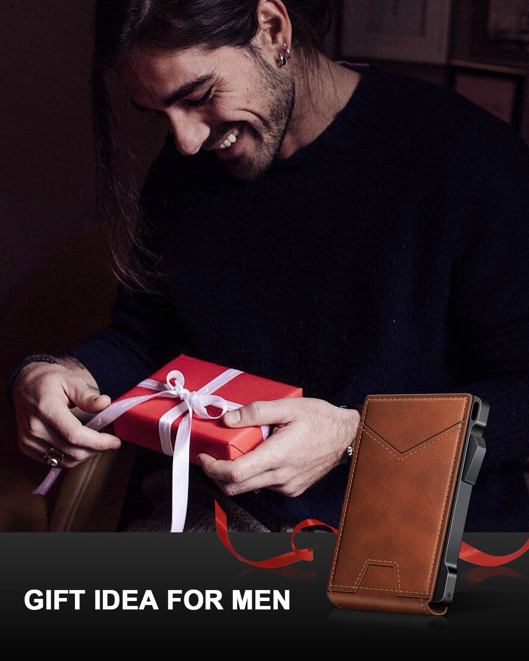 Cartera para hombre con RFID con 2 ventanas para identificación y c...