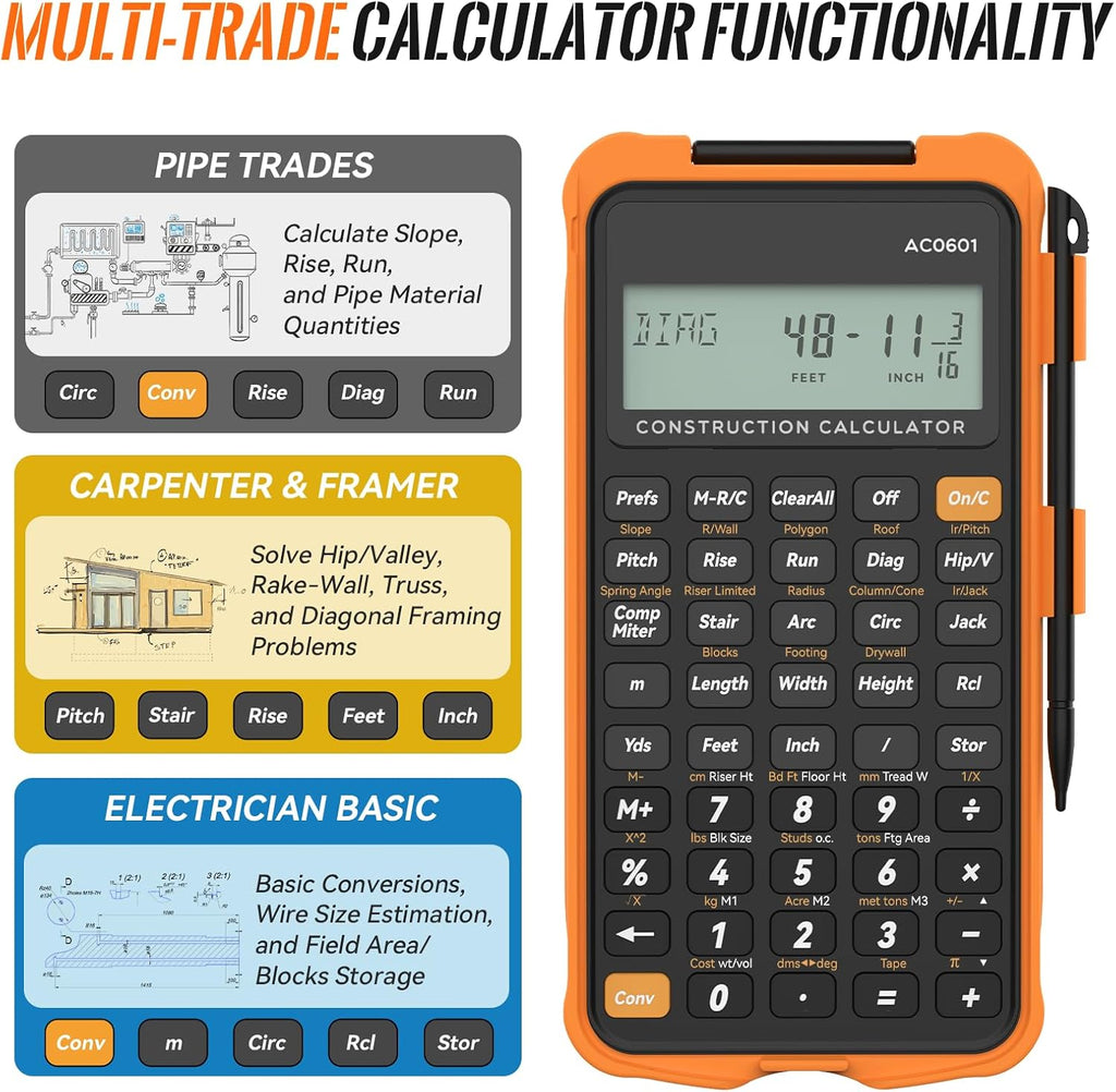 Calculadora de Construcción Ingeniería con Tableta de Escritura
