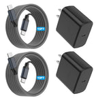 Paquete de 2 Cargador Súper Rápido Samsung de 45W Tipo C, Cable de Carga Tipo C de 10 Pies con Cargador Samsung USB C Cable USB C-C de 10 Pies para Samsung Galaxy S25/S24+/Ultra/S22/S21/S20, iPhone17