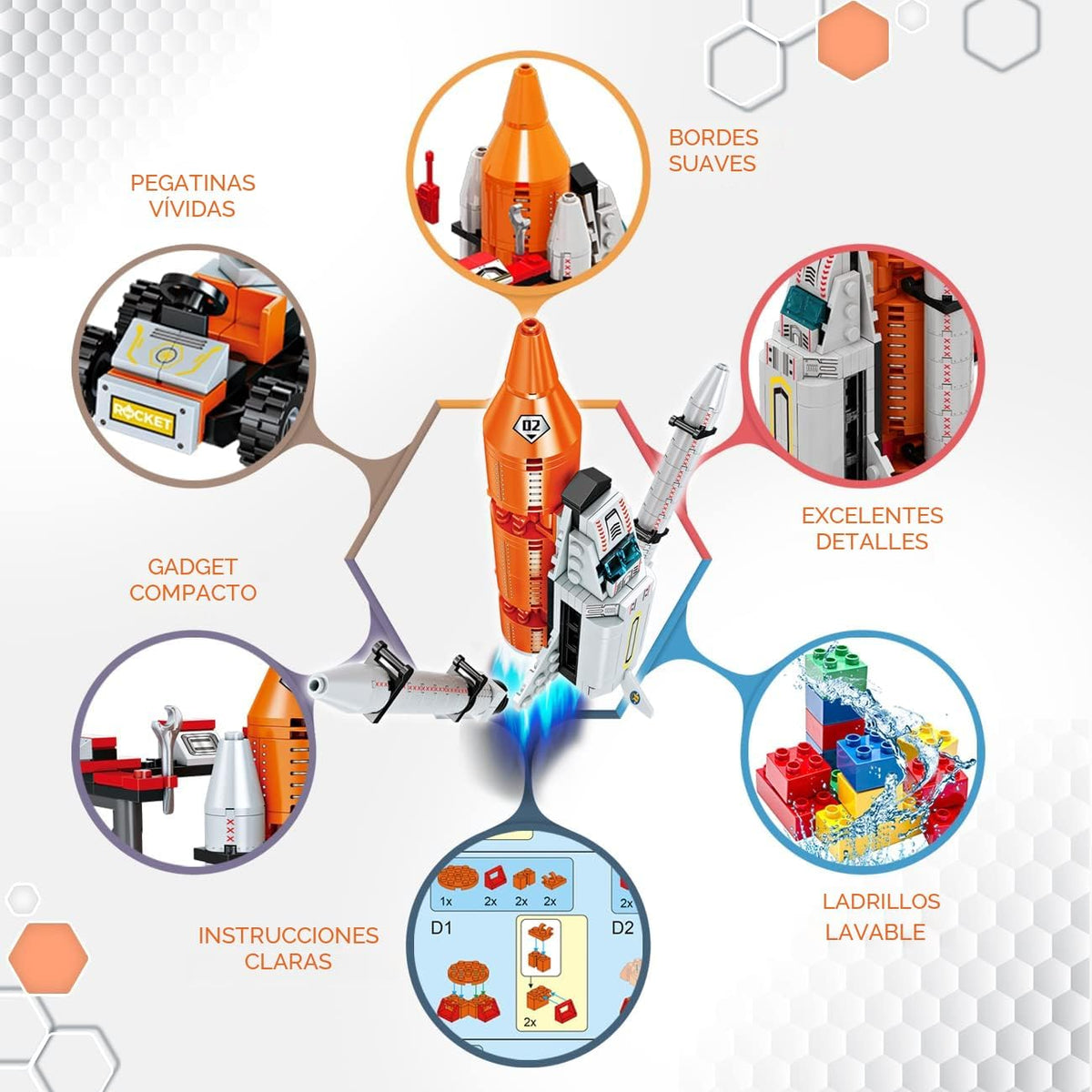 Juguetes de Transbordador de Exploración Espacial para Niños de 6, 7, 8, 9, 10, 11, 12 años, kit de construcción aeroespacial STEM 12 en 1, juguete con cohete de transporte pesado y lanzador, los